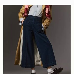 Anthropologie Pilcro A-Line Utility High Rise Cropped Navy Blue Jeans sz.25